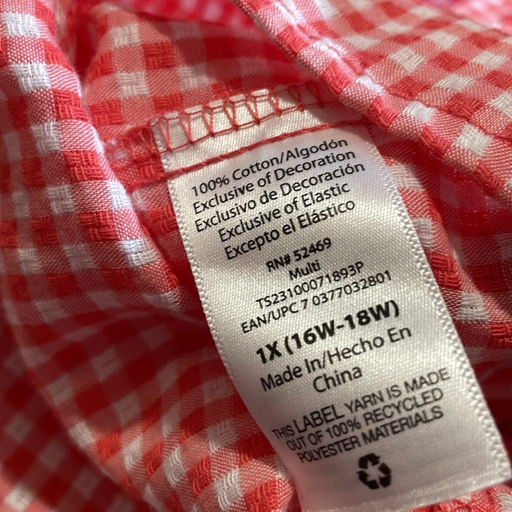 NWT Terra & Sky Tiered Smocked Top Gingham Checkered Red & White Midi Dress - Picture 10 of 10